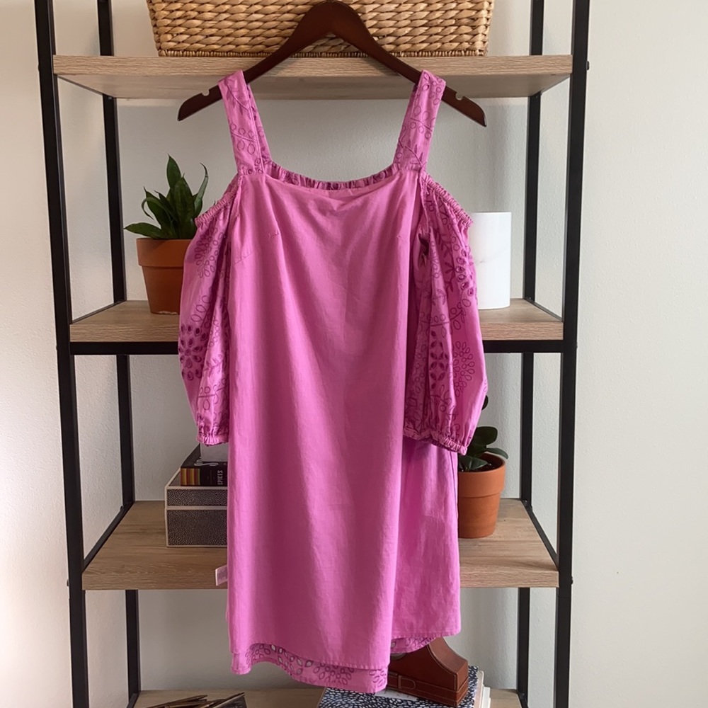 Trina by Trina Turk Pink Off the Shoulder Embroidered Eyelet Dress, XS - Picture 7 of 8